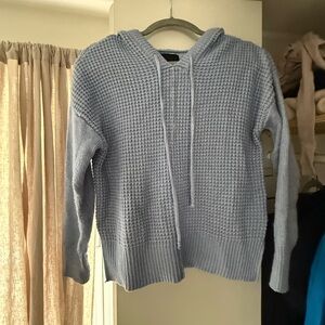 Cynthia Rowley Light Blue Waffle Knit Hoodie Sweater